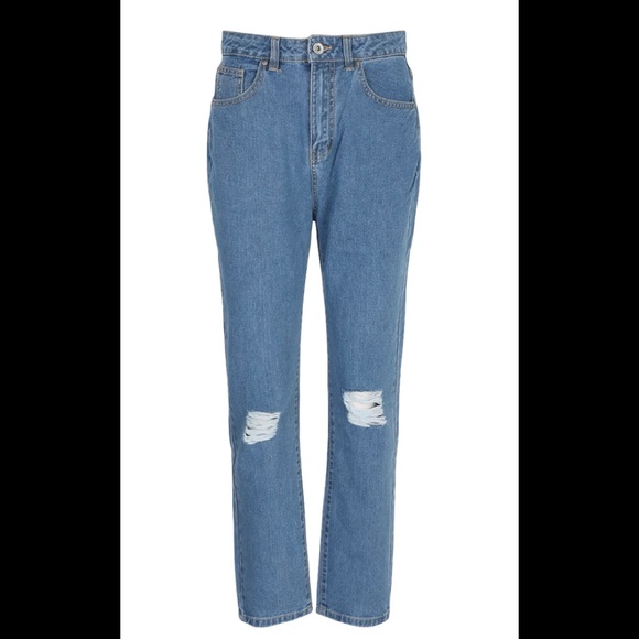 Boohoo high waist distressed mom jeans NWT - Picture 1 of 2